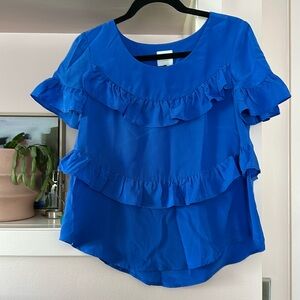 Anthropologie Blue Silky Top